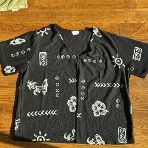 Black tropical patterned overshirt